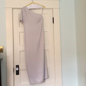 Elegant silver silk banana republic dress